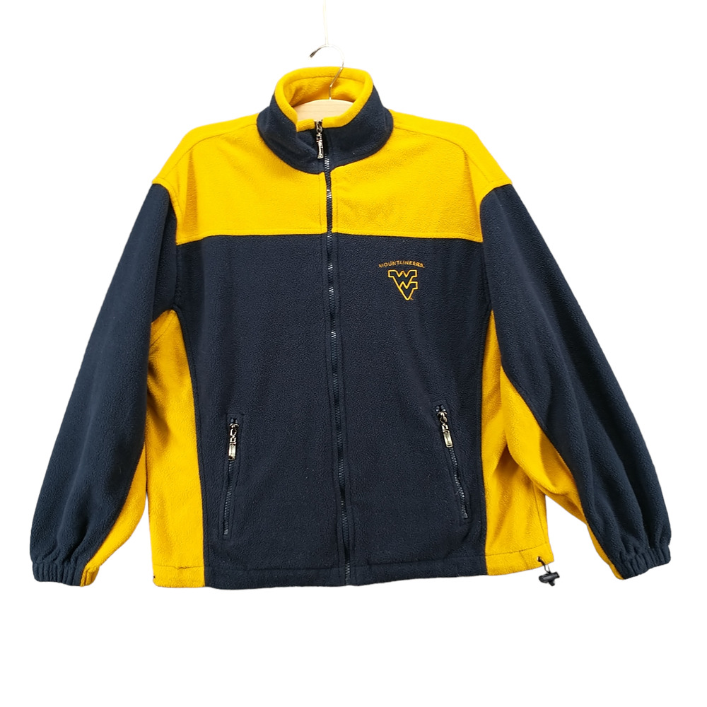 Cheneral Mens West Virginia Mountaineers Fleece Jacket Blue Yellow Small Vintage